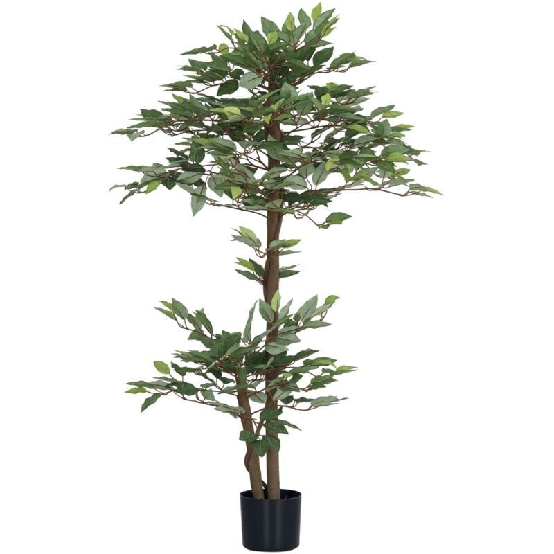Outsunny - Plante artificielle ficus H.1,5 m troncs branches liane lichen feuilles grand réalisme pot inclus