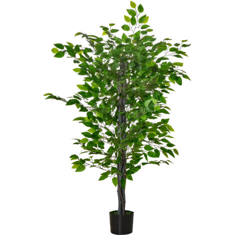 Arbre Artificiel Plante Artificielle ficus H.1,35 m Tronc Branches Liane Lichen Feuilles Grand réalisme Pot Inclus