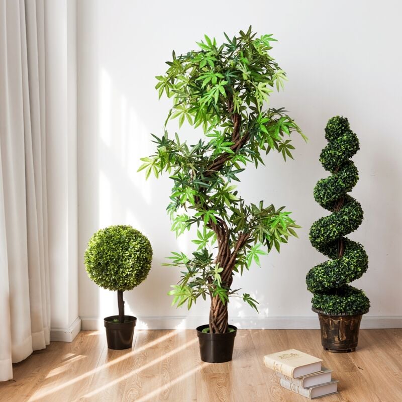 Arbre Artificiel pvc 160 cm Pot Ciment Intérieur Extérieur Vert CWXT8433 design in