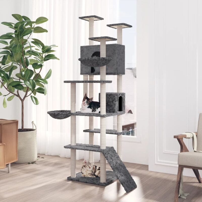 Arbre pour chats avec des tiragraffes de sisal avec une hauteur de hauteur 191 cm différentes couleurs couleur : Gris foncé