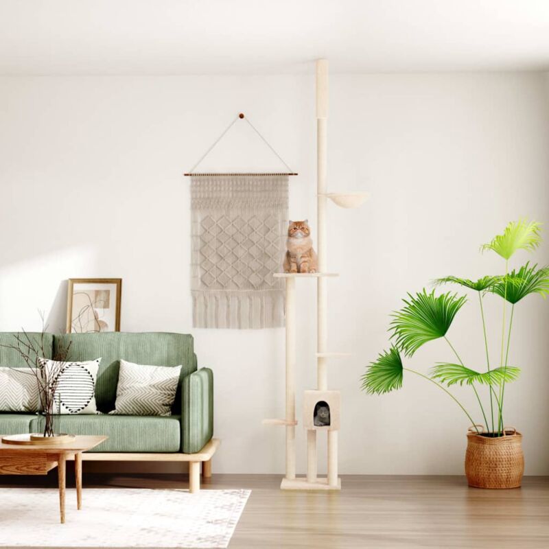 Vidaxl - Arbre à chat du sol au plafond Crème 258,5-284,5 cm