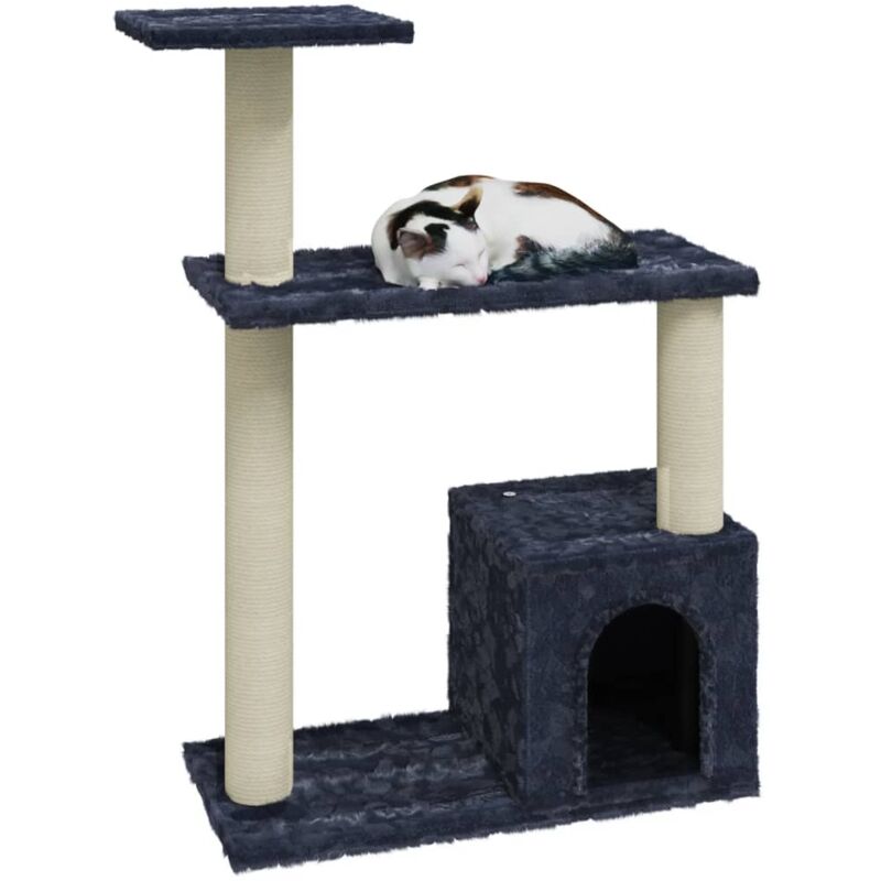 Arbre à chat Maison à chat avec griffoirs en sisal Gris foncé 70 cm