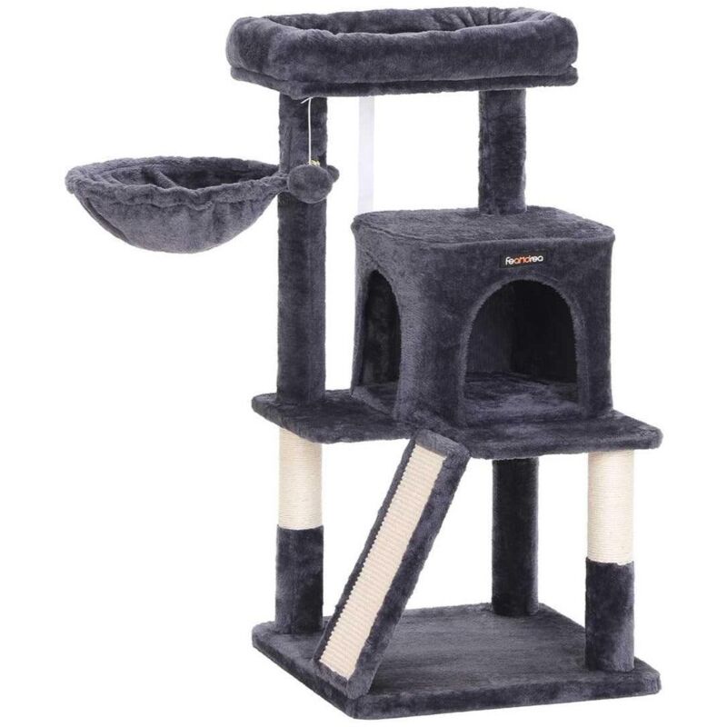 Helloshop26 - Arbre à chat tour avec plate-forme haute 96 cm gris anthracite