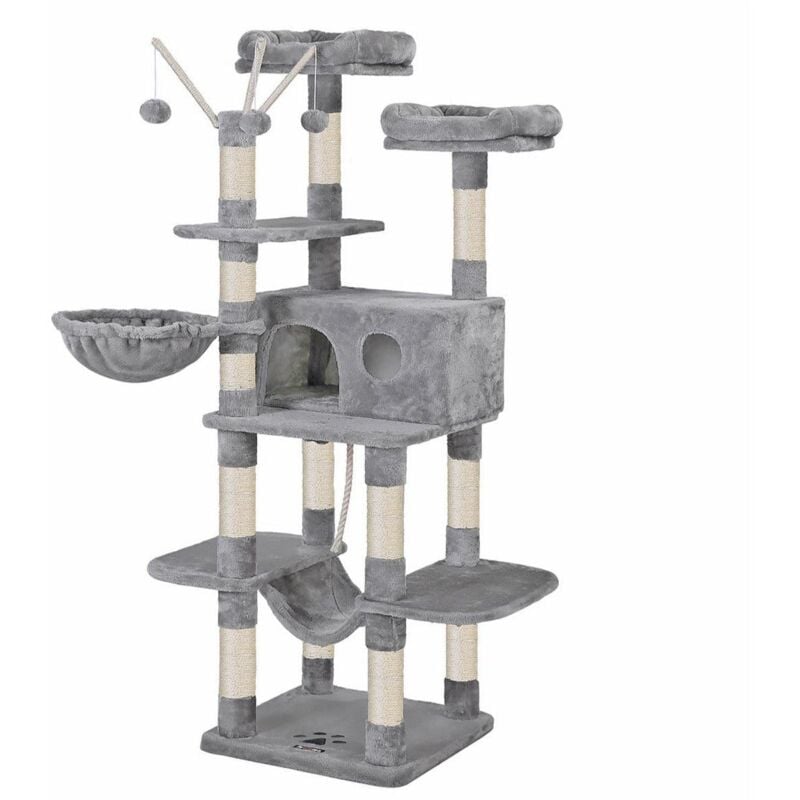 Helloshop26 - Arbre à chat xxl tour de jeux 164 cm gris clair
