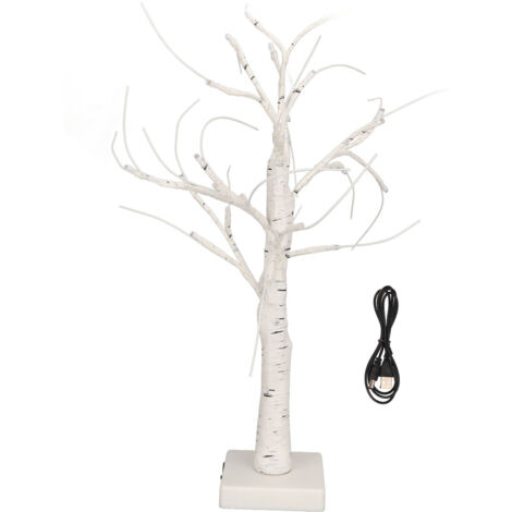 Arbre de bouleau lumineux à branches réglables et base stable avec LED pour chambre et mariage