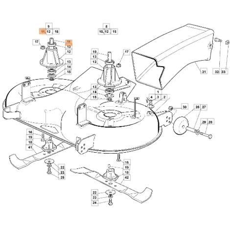 Arbre de lame tracteur de pelouse GLX22-102 ORIGINAL EMAK G125020833E0R