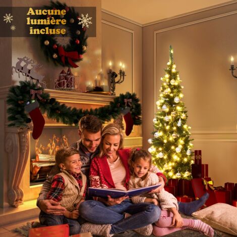Arbre de Noël Artificiel 200 cm avec 250 Lumières LED Sapin Artificiel avec 708 Branches