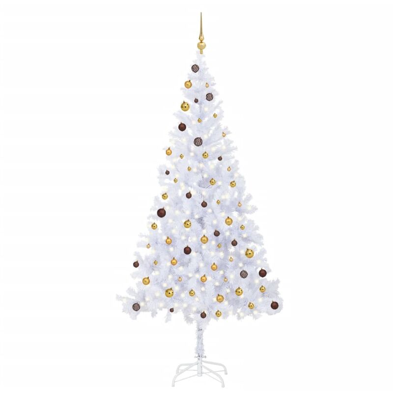 Vidaxl - Arbre de Noël artificiel pré-éclairé/boules 210 cm 910 branches Blanc et doré