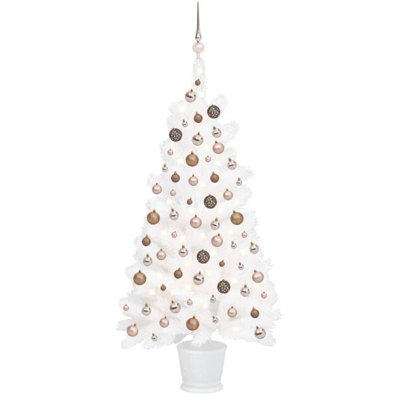 Vidaxl - Arbre de Noël artificiel avec led et boules Blanc 90 cm