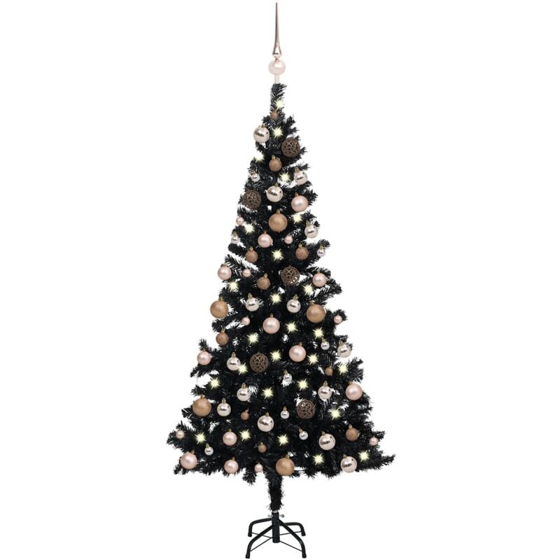 Vidaxl - Arbre de Noël artificiel avec led et boules Noir 180 cm pvc