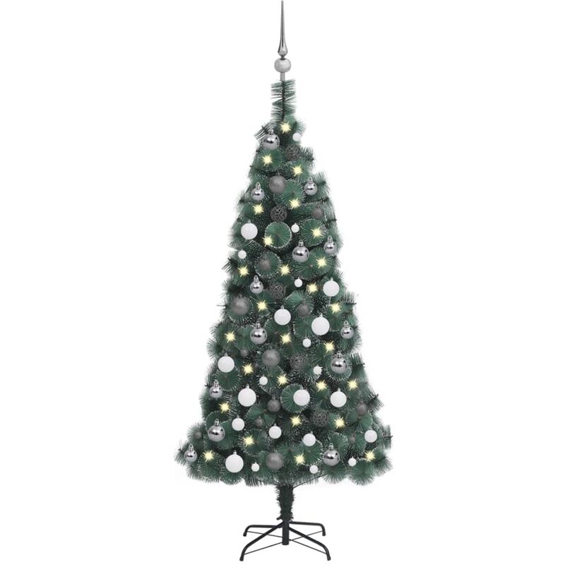 Vidaxl - Arbre de Noël artificiel avec led et boules Vert 120 cm pvc pe Green and grey