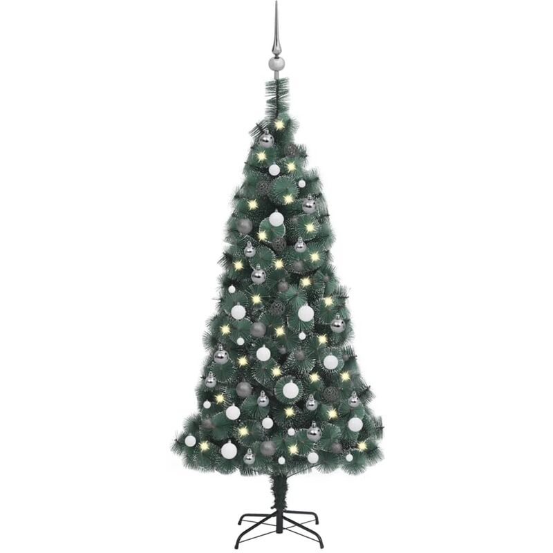 Vidaxl - Arbre de Noël artificiel avec led et boules Vert 150 cm pvc pe Green and grey