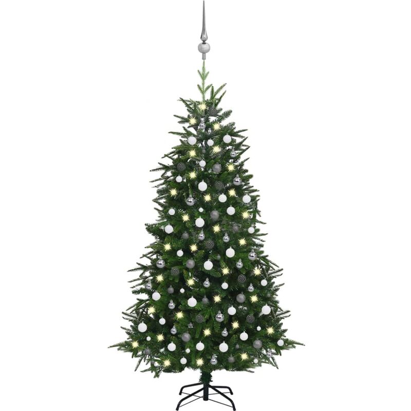 Vidaxl - Arbre de Noël artificiel avec led et boules vert 240 cm pvc pe Green and grey