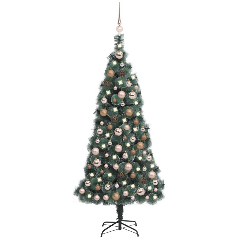 Vidaxl - Arbre de Noël artificiel avec led et boules Vert 150 cm pvc pe Green and rose
