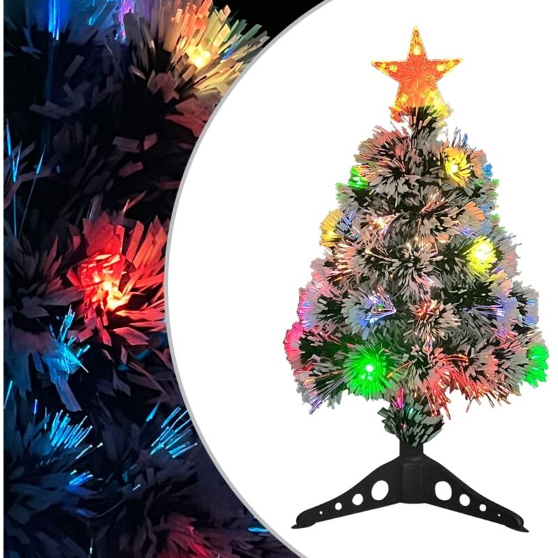 Arbre de Noël artificiel pré-éclairé blanc/bleu fibre optique vidaXL