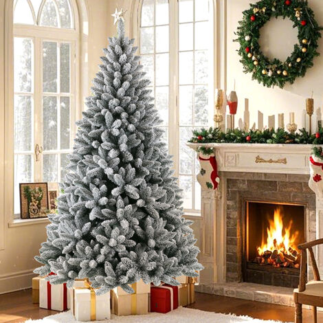 SINAOPUS Arbre de noël artificiel de neige blanche de 180cm, avec 1089 embouts, support en métal, 100% PVC, pliable et décoration intérieure et extérieure du nouvel an