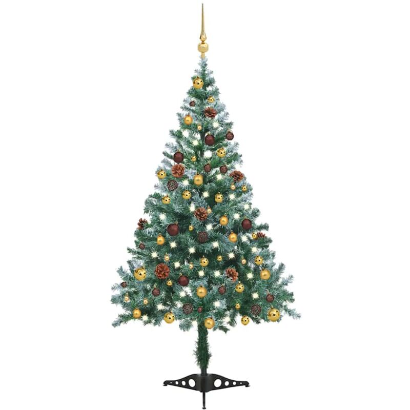 Arbre de Noël artificiel givré LED boules pommes de pin 150 cm