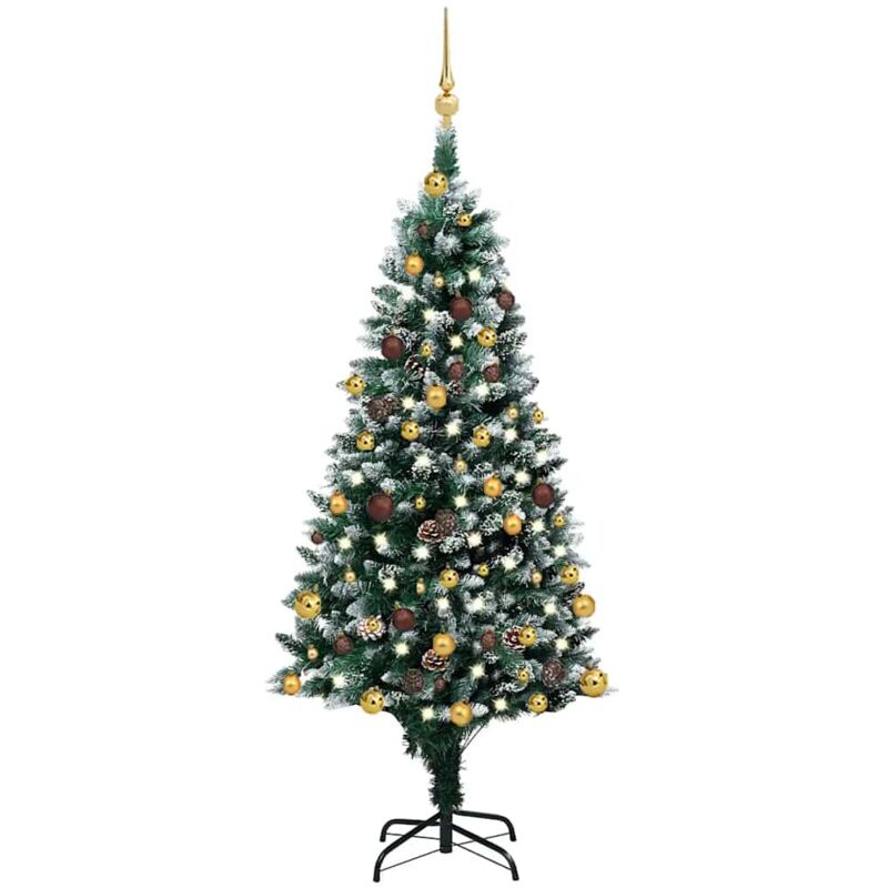 Arbre de Noël artificiel LED et boules et pommes de pin 150 cm