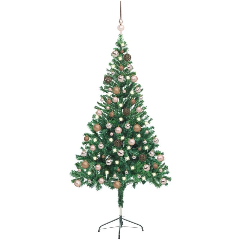 Arbre de Noël artificiel pré-éclairé/boules 150 cm 380 branches
