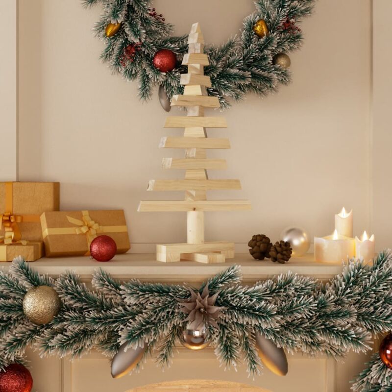 Arbre de Noël en bois pour décoration 60 cm bois massif de pin Vidaxl