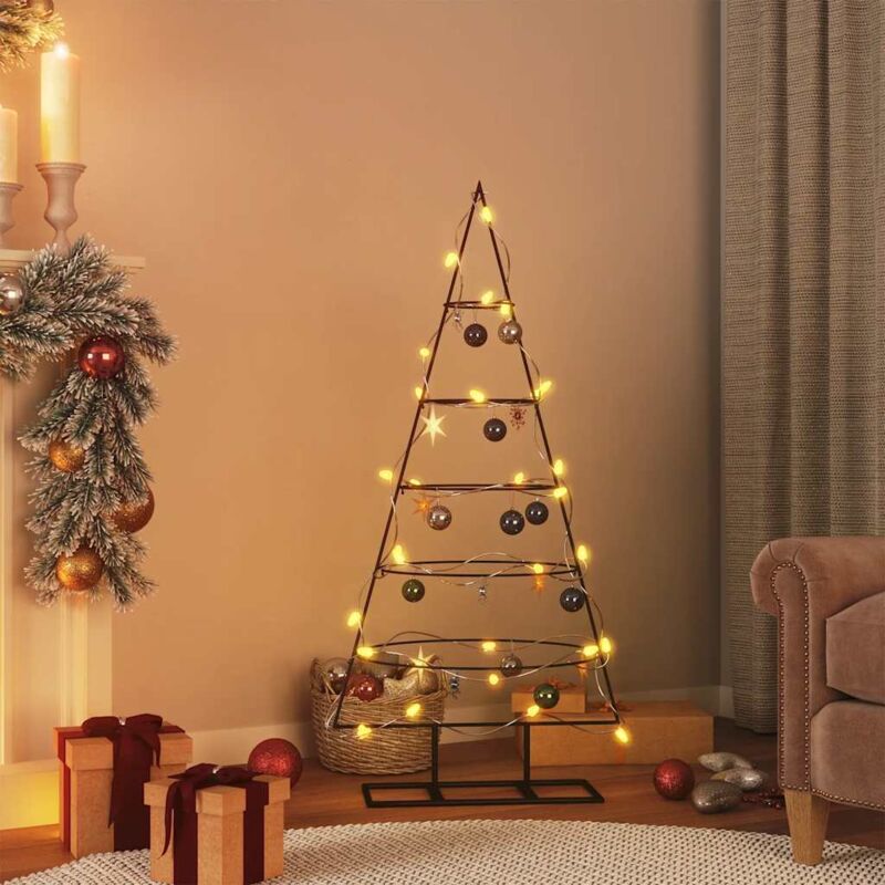 Vidaxl – Arbre lumineux en métal noir 125 cm – Construction en acier enduit de poudre – Démontable pour rangement facile – Convient aux espaces