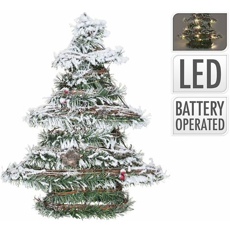 Arbre de Noël en rotin avec lumières LED 40cm