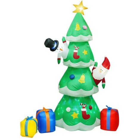 Arbre de Noël gonflable avec décoration d'arbre de Noël à LED, ornement de Noël, jardin, terrasse, arrière-cour, intérieur/extérieur, 250 cm