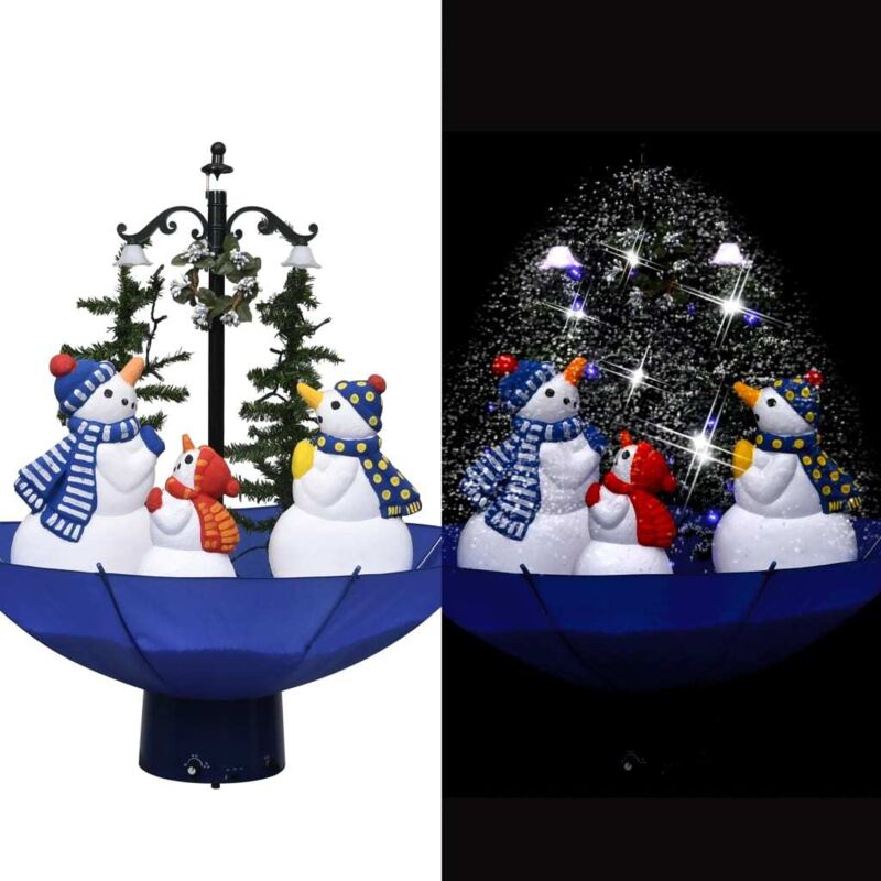 Vidaxl – Arbre de Noël lumineux 75 cm – Neige artificielle – Base parapluie – Couleur bleu – Éclairage LED 12V – Design distinctif