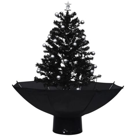 Arbre de Noël neigeux avec base de parapluie Noir 75 cm PVC vidaXL