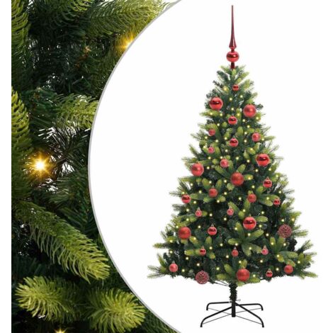 Arbre de Noël  Sapin de Noël artificiel à charnières 150 LED Vert 150 cm
