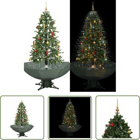 Arbre de Noël, Sapin de Noël Artificiel pour Décoration de Fête de Noël neigeux avec base de parapluie Vert 170 cm LKOWF16179