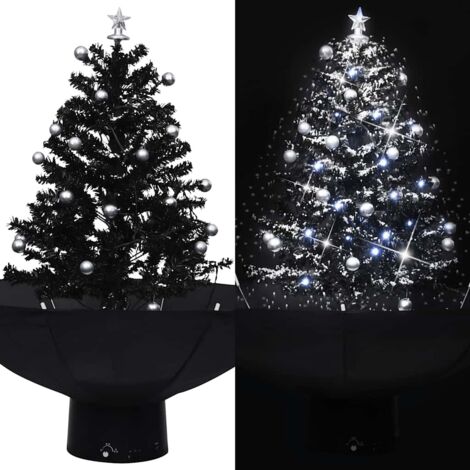Arbre de Noël Sapin de Noël Décoration de Fête de Noël neigeux avec base de parapluie Noir 75 cm PVC ETJTE649902