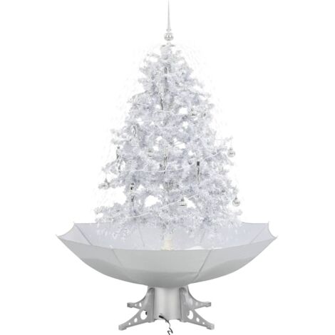 Arbre de Noël Sapin de Noël neigeux avec base de parapluie Blanc 140 cm