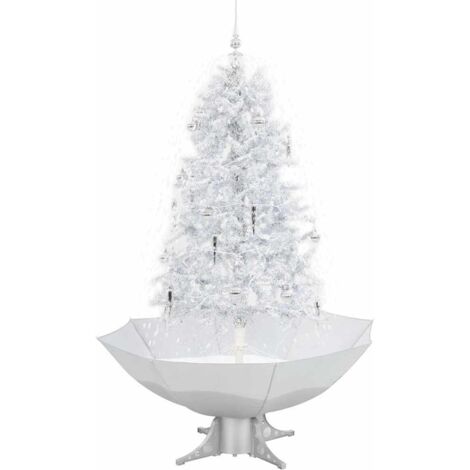 Arbre de Noël Sapin de Noël neigeux avec base de parapluie Blanc 170 cm