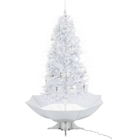 Arbre de Noël Sapin de Noël neigeux avec base de parapluie Blanc 190 cm
