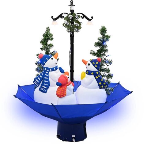 Arbre de Noël Sapin de Noël neigeux avec base de parapluie Bleu 75 cm PVC