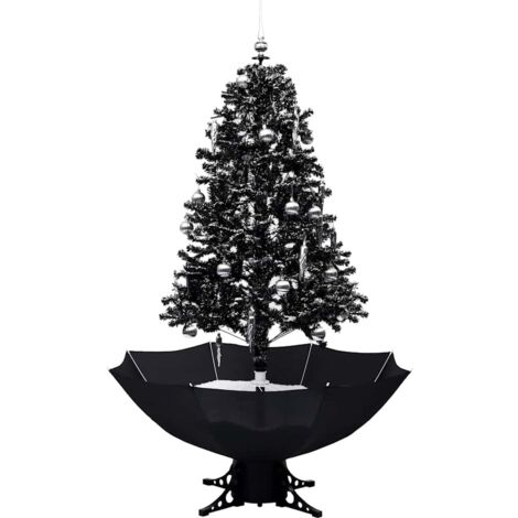 Arbre de Noël Sapin de Noël neigeux avec base de parapluie Noir 170 cm PVC