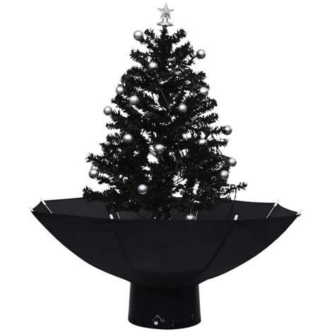 Arbre de Noël Sapin de Noël neigeux avec base de parapluie Noir 75 cm PVC