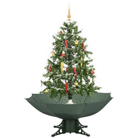 Arbre de Noël Sapin de Noël neigeux avec base de parapluie Vert 140 cm