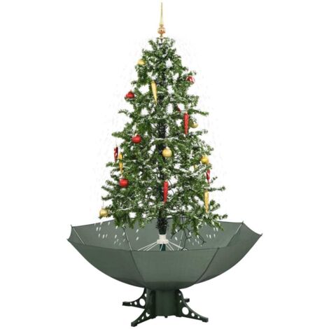 Arbre de Noël Sapin de Noël neigeux avec base de parapluie Vert 170 cm