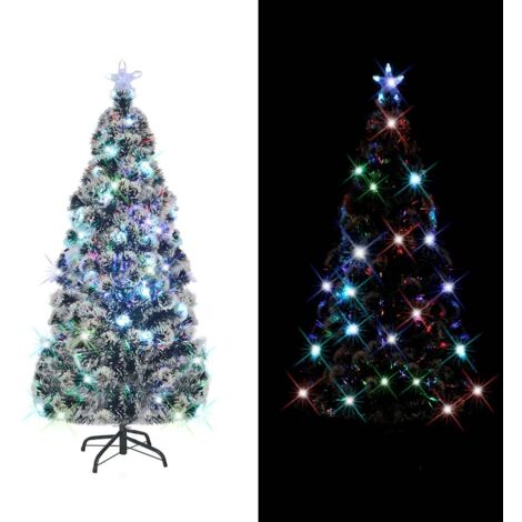 Arbre de Noël  Sapin de Noël pré-éclairé avec support et LED 210 cm fibre optique