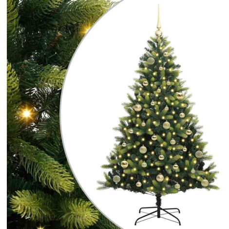Arbre de Noël，Sapin de Noël artificiel à charnières 150 LED Vert 150 cm CFW91477