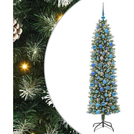 Arbre de Noël，Sapin de Noël artificiel slim avec 300 LED Vert et blanc 180 cm CFW14900