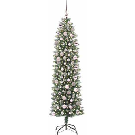 Arbre de Noël，Sapin de Noël artificiel slim avec 300 LED Vert et blanc 180 cm CFW18149