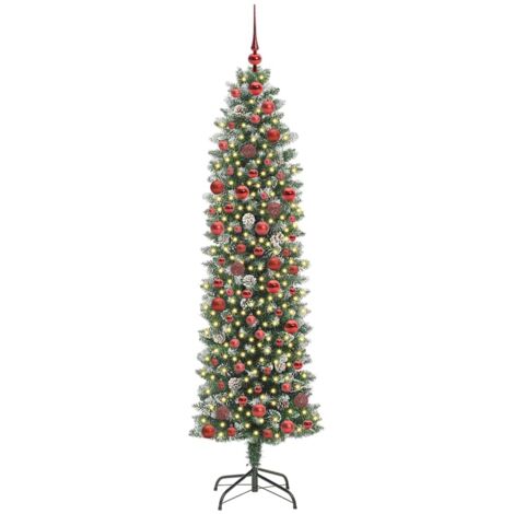 Arbre de Noël，Sapin de Noël artificiel slim avec 300 LED Vert et blanc 180 cm CFW33455