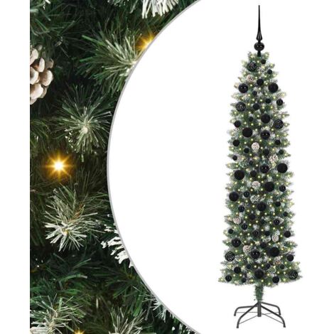 Arbre de Noël，Sapin de Noël artificiel slim avec 300 LED Vert et blanc 180 cm CFW60003