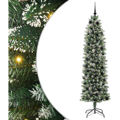 Arbre de Noël，Sapin de Noël artificiel slim avec 300 LED Vert et blanc 210 cm CFW47121