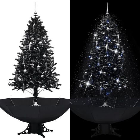 Arbre de Noël,Sapin de Noël,Décoration de Fête de Noël neigeux avec base de parapluie Noir 190 cm PVC CFW99054