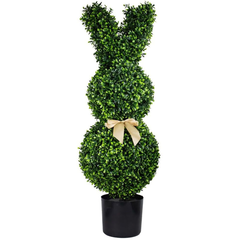 Édition limitée Pâques 2026 - Lapin de Pâques d'extérieur avec pot de fleurs, 50 cm, artificiel et résistant, décoration de porche, protection UV