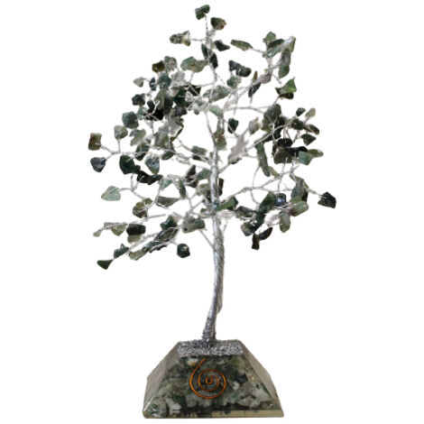 Arbre de pierres précieuses avec base en organite - 160 pierres - Agate mousse- Vendu par 1